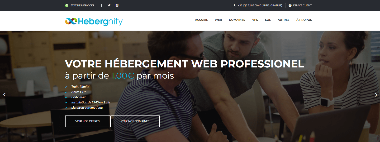 Hebergnity - projet réalisé par Agence web Nity Pro (Florian LEROY)