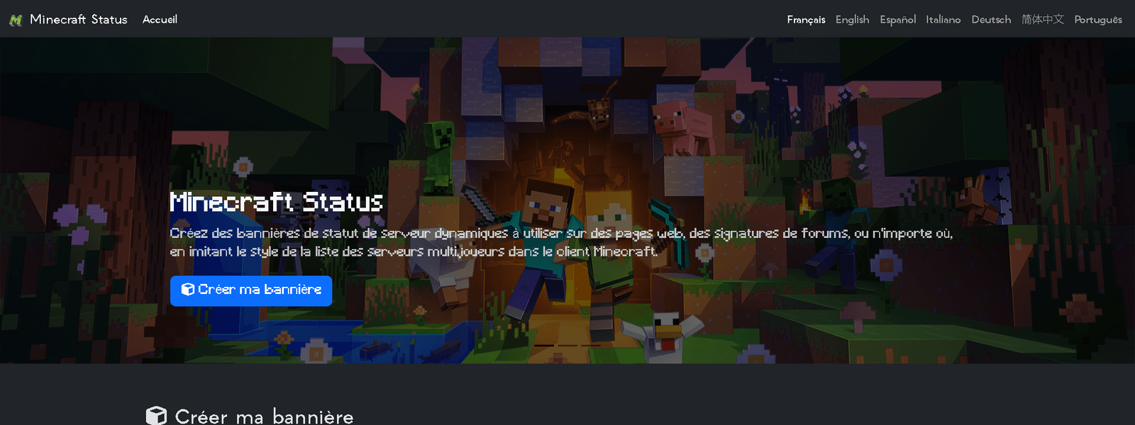 Minecraft-Stat.us - projet réalisé par Agence web Nity Pro (Florian LEROY)