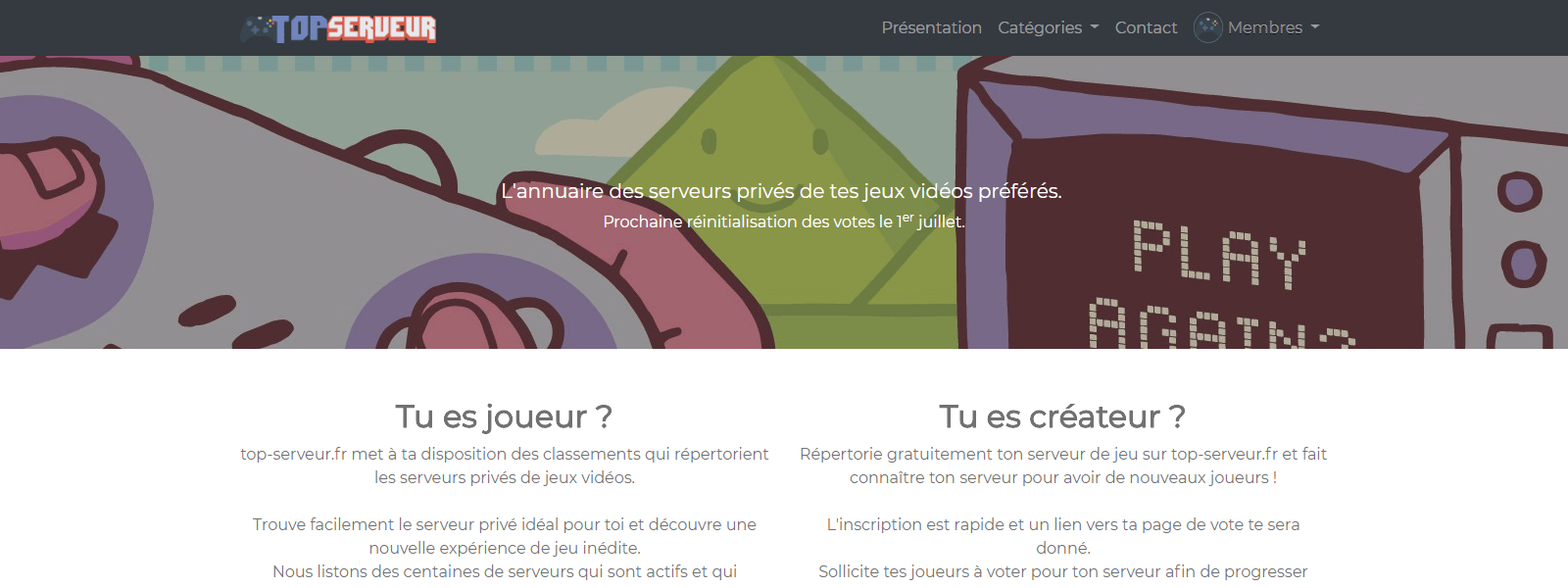 Top Serveur - projet réalisé par Agence web Nity Pro (Florian LEROY)